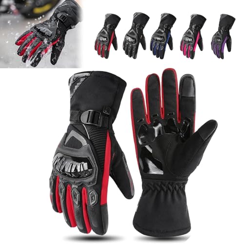 SLXYYYHW Motorradhandschuhe, isolierte wetterfeste Motorradhandschuhe, wetterfeste Motorradhandschuhe, Winter-Motorrad-Fahrhandschuhe aus Kohlefaser mit Touchscreen für Männer und Frauen von SLXYYYHW