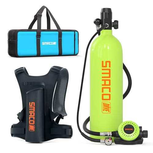 SMACO Mini Tauchflasche 2L Sauerstoffflasche Tauchen Mini Taucherflasche Mit 25 Bis 30 Minuten Tauchen Sauerstofftank Taucher Set Tauchausrüstung Tragbare S700 Plus von SMACO