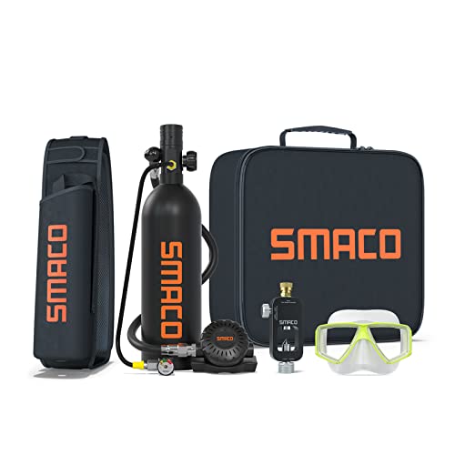 SMACO Mini Tauchflasche Sauerstoffflasche Taucherflasche Mini zum tauchen Mit 15 Bis 20 Minuten Tauchen Sauerstofftank Taucher Set Tauchausrüstung Tragbare 1L S400 PRO(10 Tage Lieferung) von SMACO