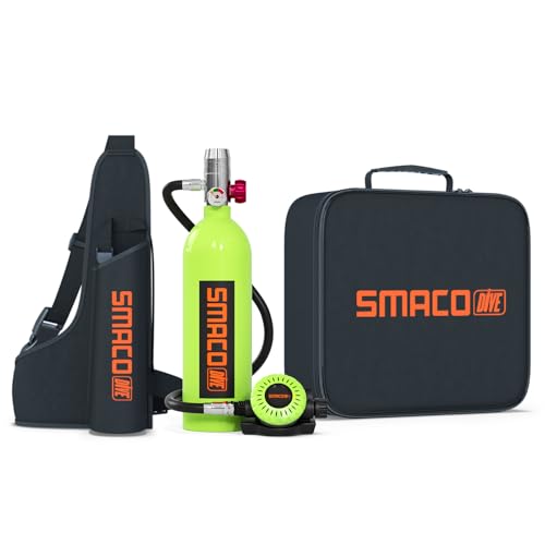 SMACO Mini Tauchflasche Sauerstoffflasche Taucherflasche Mini zum tauchen Mit 15 Bis 20 Minuten Tauchen Sauerstofftank Taucher Set Tauchausrüstung Tragbare 1L S400(10 Tage Lieferung) von SMACO