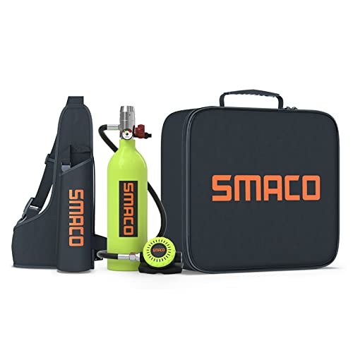 SMACO Tauchen Sauerstofftank Geeignet zum Sporttauchen 1L Mini-Tauchflasche Unterstützen Sie 15-20 Minuten Unterwasseratmung (Nicht Mehr als 30m) S400 Unterwasseratemgerät Tauchzylinder, Grün von SMACO