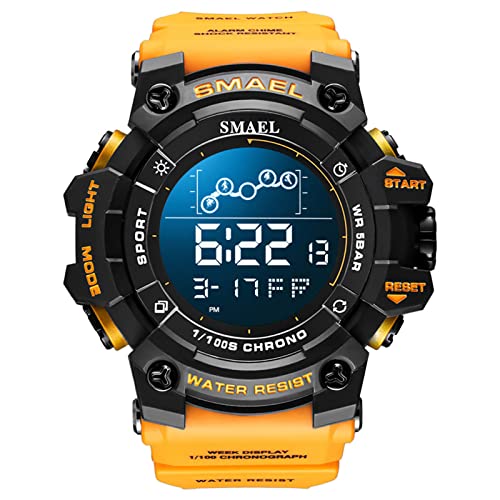 SMAEL Digitale Armbanduhr FüR Herren Multifunktionale Analoge Armbanduhr 50 M Wasserdicht MilitäR Uhr Mit Wecker Stoppuhr Stoppuhr,Orange von SMAEL