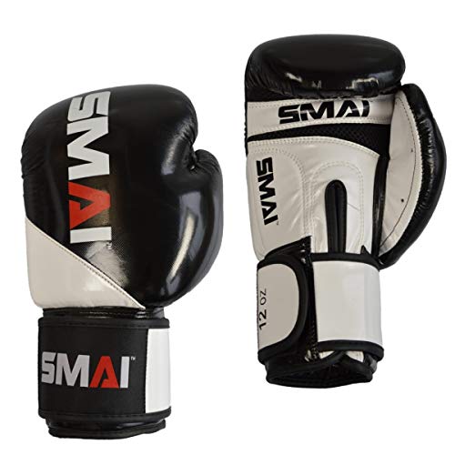 SMAI PU Boxhandschuhe | schwarz-weiß Gewicht 10 Oz von SMAI