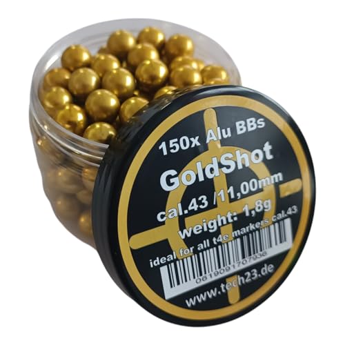 Gold-Shot 150x Aluminium Kugeln Cal. 43 ideal für t4e Glock 17, PPQ, M&P9 usw - Beste Cal.43 t4e Munition! Gold-Shot 150x Aluminium Kugeln Cal. 43 ideal für t4e Glock 17, PPQ, M&P9 usw - Beste Cal.43 t4e Munition! von SMB