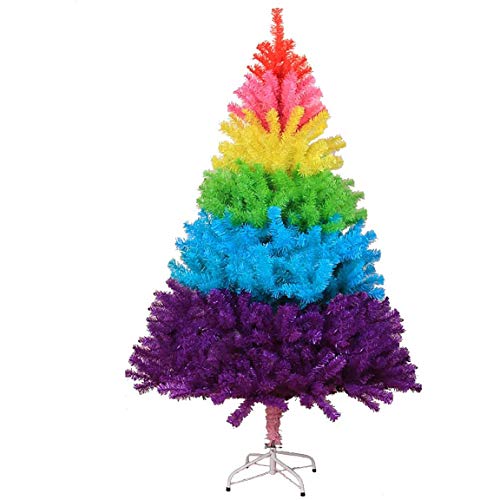 SMBAOFUL 6 Fuß Regenbogen Künstliche Weihnachtsbäume, 900 Zweige PVC Kiefer Weihnachtsbaum Kunststoffständer Saisonale Dekoration für Kinder Regenbogen 180 cm/6 Fuß Das Neue von SMBAOFUL