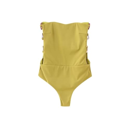 SMBAOFUL Badeanzug, trägerloser, ausgehöhlter Body für Damen, sexy, freiliegende Schultern, gerader Ausschnitt, weibliche Playsuits von SMBAOFUL