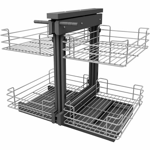 SMBAOFUL Blinder Eckschrank, ausziehbarer Organizer, Küche, Speisekammer, drehbare Regale mit 4 verchromten Edelstahl-Aufbewahrungskörben, Regal, Küche, Blinde Ecke, ausziehbares Regal für (rechte von SMBAOFUL