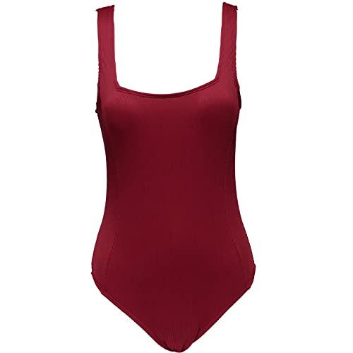 SMBAOFUL Einteiliger Badeanzug für Damen, Vintage-Stil, Bauchkontrolle, Badeanzüge, sportliches Training für Damen, Verstellbarer Riemen, einteiliger Badeanzug, Swimwea, Red-M von SMBAOFUL