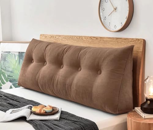 SMBAOFUL Erwachsene Kingsize -Kopfteilkissen zum Sitzen im Bett und Lesen Sie Kissen dreieckige Keilkissen für Sofa (Größe: 200x50x20 cm, Farbe: braun) von SMBAOFUL