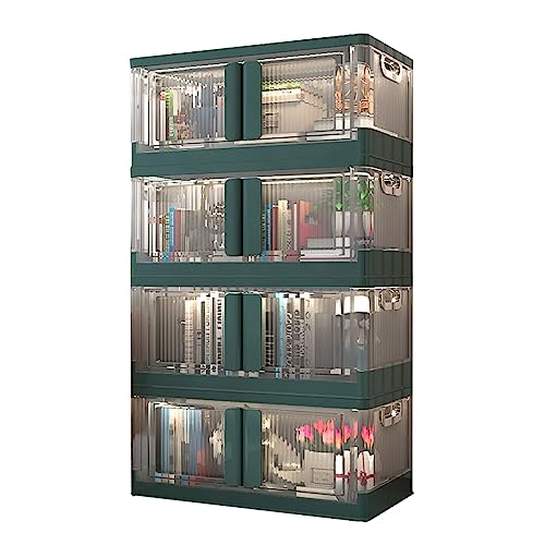 SMBAOFUL Große zusammenklappbare Aufbewahrungsbehälter, 4-lagige Faltbare Kunststoffbox mit Doppeltüren, stapelbare Aufbewahrungsbehälter für Stoffspielzeug, Bücher, Snacks (64 x 40 x 143 cm) (Farbe: von SMBAOFUL