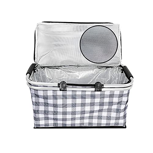 SMBAOFUL Großer isolierter Picknickkorb, Faltbare Kühltasche, starker Aluminiumrahmen, wasserdichtes Futter, Kühlbox für Picknick im Freien (Farbe: F) von SMBAOFUL