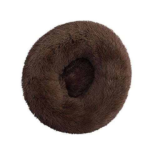 SMBAOFUL Haustiernest, Hundebett, Katzenbett, Haustierbett, Hundekatze, Kuscheltier, Zwinger, weiches Welpensofa, Katzenkissenbett (brauner Durchmesser 80 cm) von SMBAOFUL