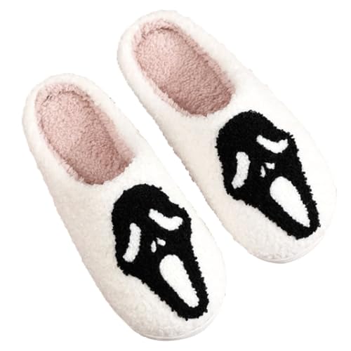 SMBAOFUL Indoor Winter Skeleton Scream Baumwollpantoffeln Halloween Neue Baumwollpantoffeln Große Schuhe für Männer und Frauen von SMBAOFUL