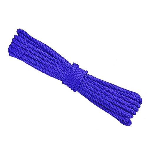 SMBAOFUL Makramee-Schnur, 164 Fuß/50 m, buntes Makramee-Seil, Durchmesser 4/6/8/10 mm, 3-strängiges gedrehtes weiches Polyesterseil, gebündeltes Seil, Wäscheleine, Blau-8 mm von SMBAOFUL