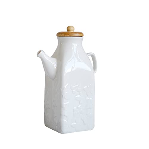 SMBAOFUL Öl-Essig-Töpfe, kreative Keramik-Olivenöl-Flasche, Soßentopf, Krug, Gewürz-Essig zum Würzen in der Küche (Farbe: Bianco, Größe: 9 x 23 cm) von SMBAOFUL