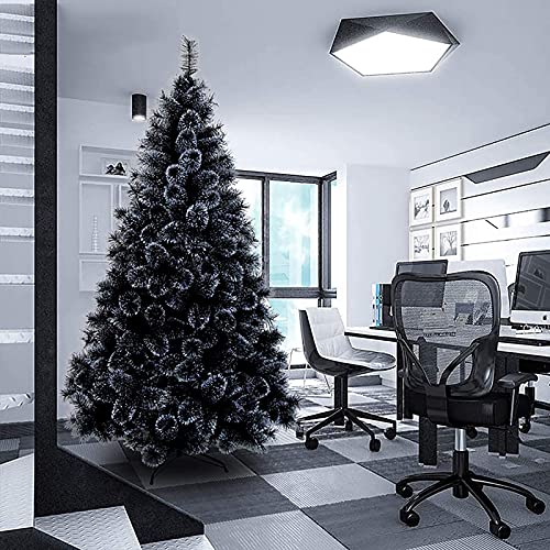 SMBAOFUL Premium Künstlicher Weihnachtsbaum, Schwarzfichten-Klappbaum, Weihnachtsbaum mit dichten Zweigspitzen, einfache Montage, Halloween-Feiertagsdekoration für Büro, Schwarz, 150 cm, Schwarz, 210 von SMBAOFUL