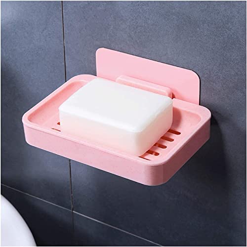 SMBAOFUL Reise-Seifenschale, Seifenhalter, hohles Design, große Seifenkiste, hält die Seife trocken, das Badezimmer, Kunststoff-Wand-Badezimmer-Dusche (Farbe: Rosa, Größe: einlagig) von SMBAOFUL