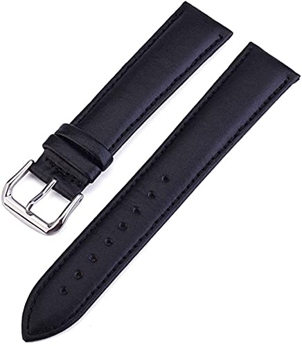 SMBAOFUL Uhrenarmband Lederarmband 12/14 / 16/18 / 19/20 / 22/24 mm Edelstahlschnalle Herren Damen Ersatzband Uhrenzubehör Armband (Farbe: Schwarze Linie, Größe: 14 mm) von SMBAOFUL