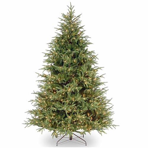 SMBAOFUL Vorbeleuchteter Weihnachtsbaum, künstlicher Weihnachtsbaum mit Ständer, Weihnachtsbaum mit realistischem Laub für Zuhause, Büro, Partydekoration, saisonale Inneneinrichtung, 240 cm von SMBAOFUL