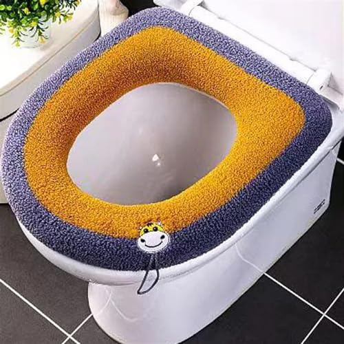 SMBAOFUL Winter Neue Warme Toilettensitzbezug Matte Badezimmer Toilettenauflage Kissen Mit Griff Dicker Weicher Waschbarer Closestool Warmes Zubehör (Größe: Orange) von SMBAOFUL