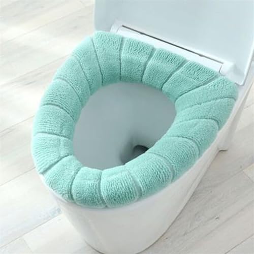 SMBAOFUL Winter-warme Toilettensitzbezug-Matte, Badezimmer-Toilettenauflage-Kissen mit Griff, Dicker, weicher, waschbarer Closestool-Wärmer-Zubehör (Größe: Grün) von SMBAOFUL