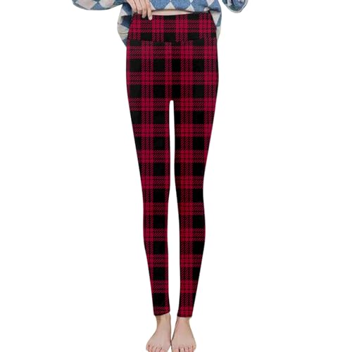 SMBHIAON Fleece-Gefütterte Leggings Für Damen – Kariertes Muster, Dick, Bequem, Elastisch, Dehnbar, Thermo-Leggings, Hohe Taille, Eng, Nahtlos, Wärmehose, Schlanke Gym Sharke-Hose, Rot, L SMBHIAON Fleece-Gefütterte Leggings Für Damen – Kariertes Muster, Dick, Bequem, Elastisch, Dehnbar, Thermo-Leggings, Hohe Taille, Eng, Nahtlos, Wärmehose, Schlanke Gym Sharke-Hose, Rot, L von SMBHIAON