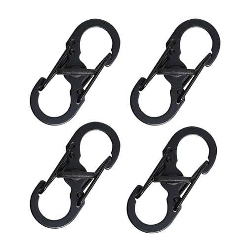 SMCEHEYA S Karabiner-Clip, 4 Stück kleine Karabiner-Clips, Mini-Karabiner-Clip, Doppelfeder, S-förmiger Schlüsselanhänger-Haken mit Sicherheitsverschluss, für Outdoor-Aktivitäten, Camping, Angeln, von SMCEHEYA