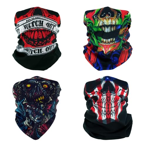 SMEHCF 4 Multifunktionstuch Gesichtsmaske Motorradmaske Sportmaske Sturmmaske Maske Halsmanschette Schal Bandana für Damen Herren Clown Joker Vampir Schädel Skelett SMEHCF 4 Multifunktionstuch Gesichtsmaske Motorradmaske Sportmaske Sturmmaske Maske Halsmanschette Schal Bandana für Damen Herren Clown Joker Vampir Schädel Skelett von SMEHCF