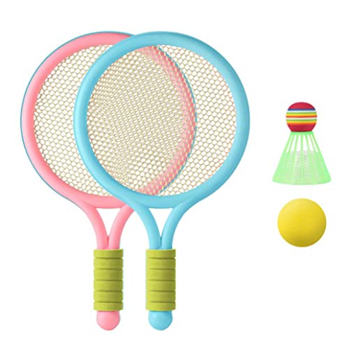 Badminton Set für Kinder Tennisschläger Set Kunststoff Badmintonschläger für Kleinkinder mit Badmintonball Tennisball von SMELEYOU