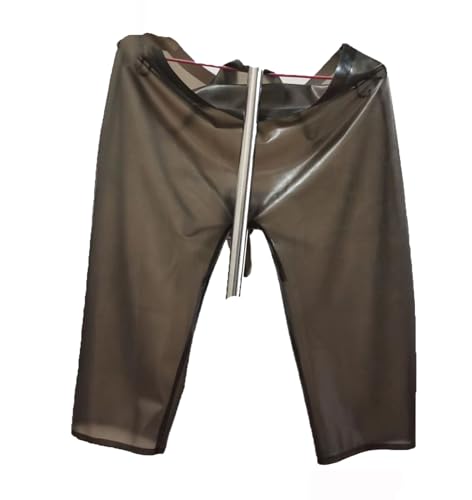 Herren Schwarz Transparent Latex Shorts Slip Latex Boxershorts Latex Unterwäsche Unterhose Kurze Hose (2XL) von SMGZC