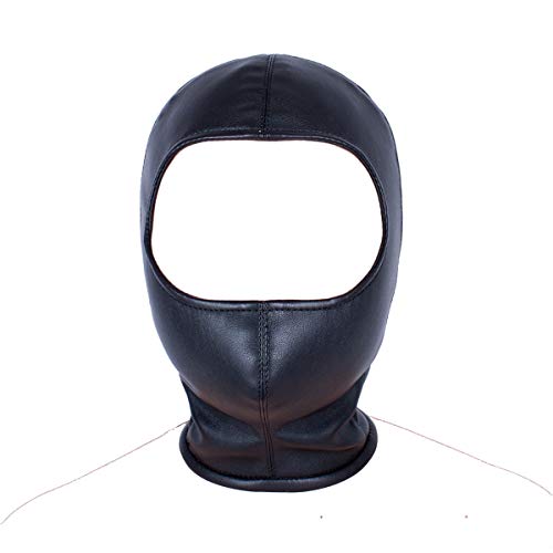 SMGZC PU-Leder-Latex Kopf Abdeckung, Kopfmaske, Freiliegendes Auge Freiliegende Nase,Knechtschaft Maske, Reißverschluss offen (L,Schwarz) von SMGZC