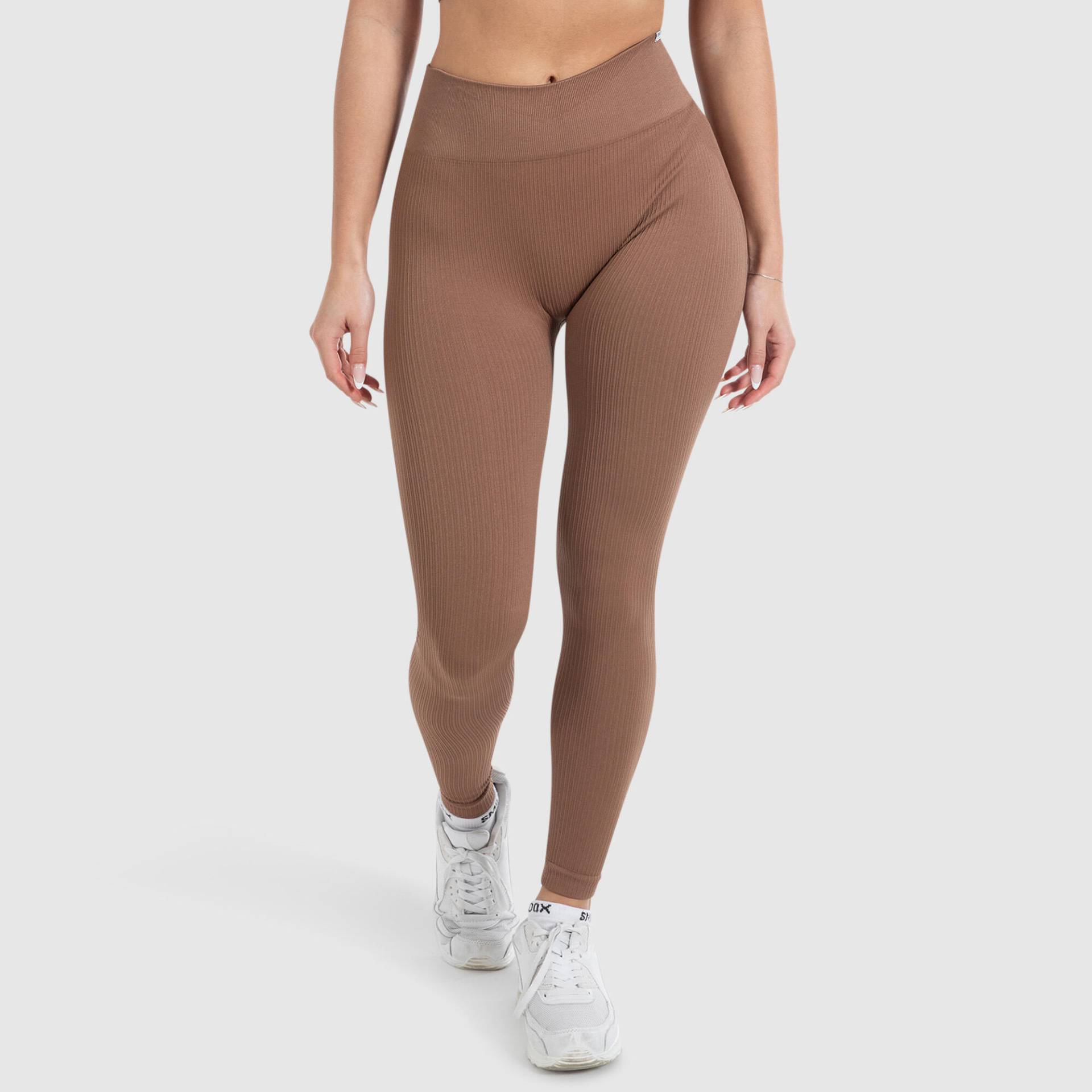 Damen High Waist Leggings Amaze Ripp Hellbraun von SMILODOX