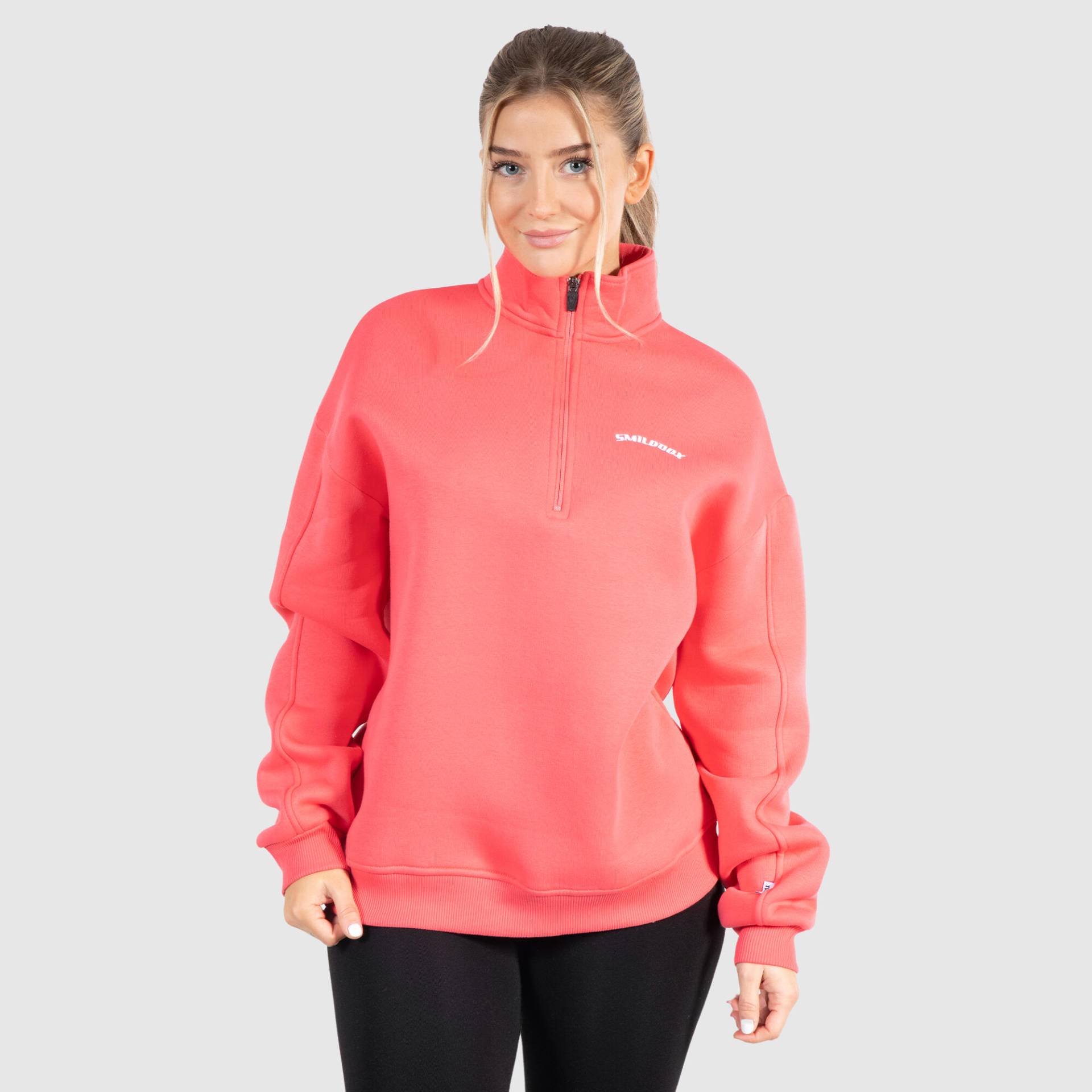 Damen Sweatshirt Half Zip Teresita Pink von SMILODOX