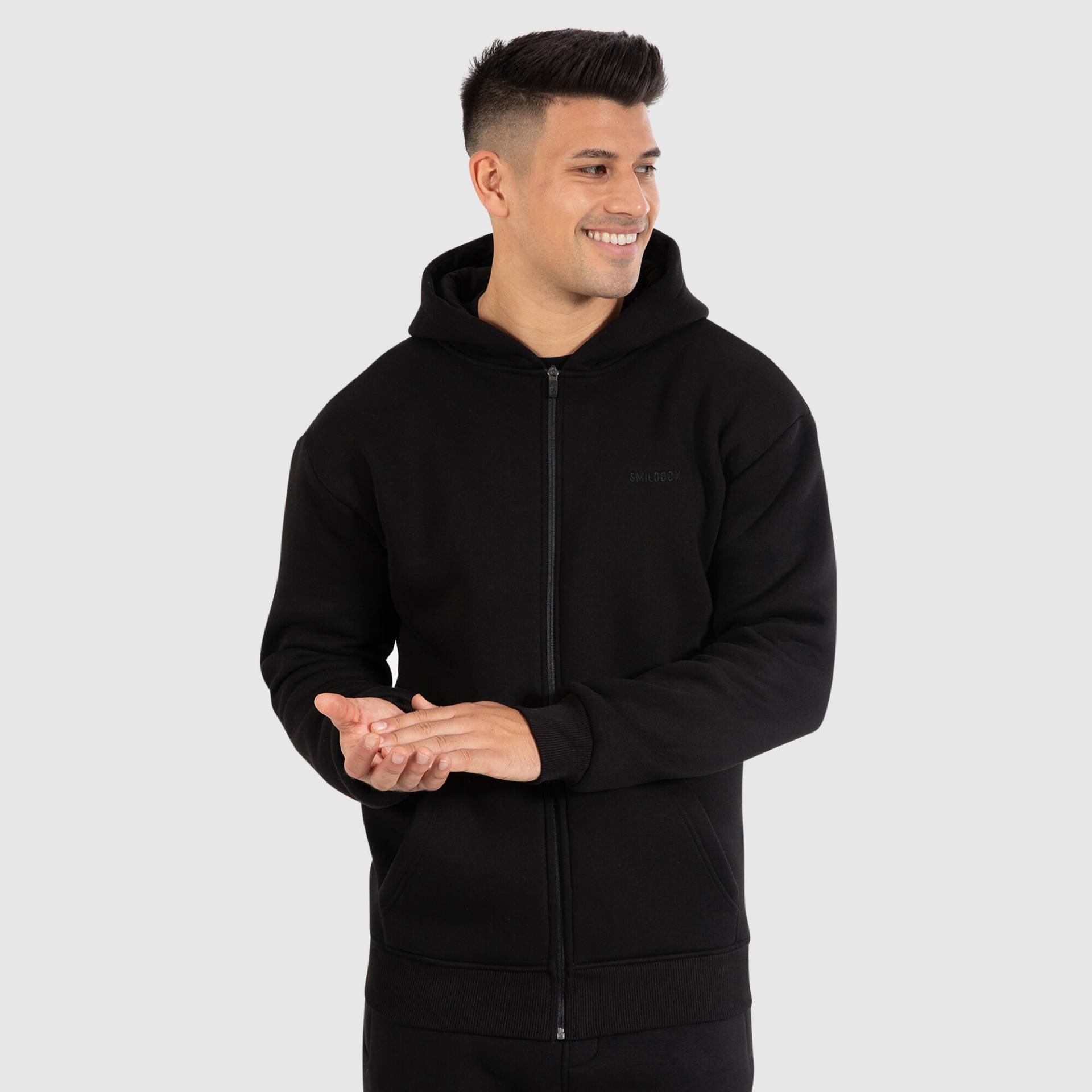 Herren Zip Hoodie Raik Schwarz von SMILODOX