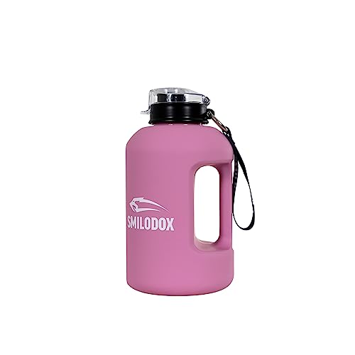 SMILODOX Trinkflasche 1,5 Liter + Strohhalm (2 Deckel) - Sport, Fitness, Gym, Training - Wasserflasche für Unterwegs - Hochwertige Marken Sportflasche, Color:Transparent von SMILODOX
