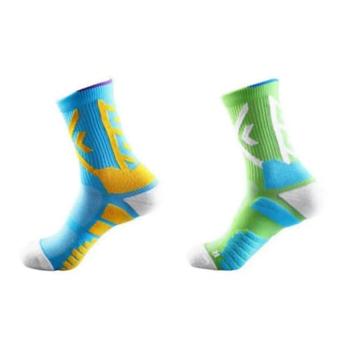 2 Paar Sport-Rad-Basketball-Socken, Lauf-Kompressionssocken, Herren, Lange Sportsocken-2Pcs Set B von SMMZRF