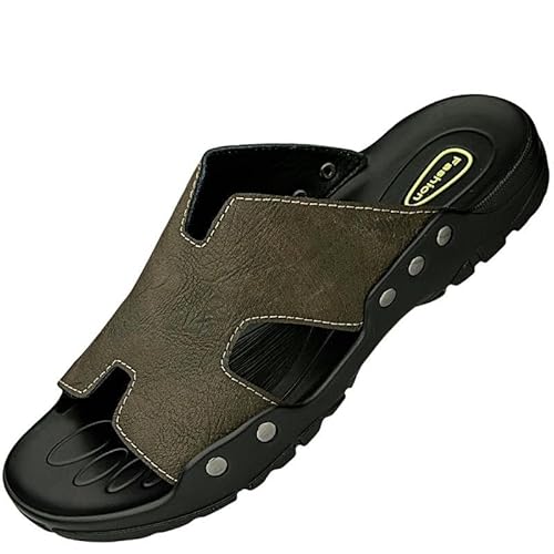 Hausschuhe Herren Echtleder Slipper Sommer Slipper Herren Sandalen Herren Sandalen Plus Größe 37-52-Khaki-49 Hausschuhe Herren Echtleder Slipper Sommer Slipper Herren Sandalen Herren Sandalen Plus Größe 37-52-Khaki-49 von SMMZRF