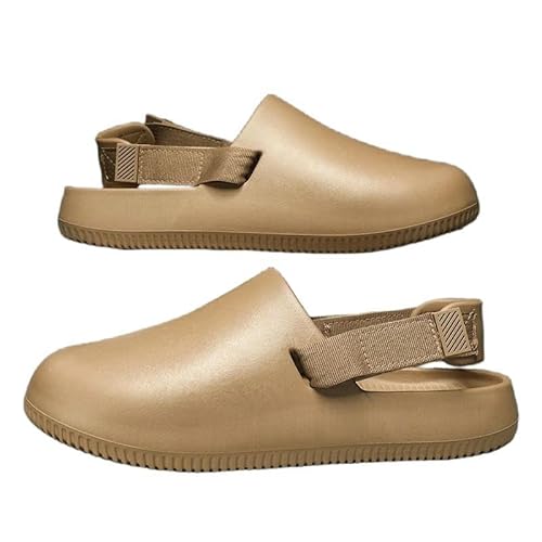 Hausschuhe Sommer Herren Dicksohle Strandsandalen, Clogs, rutschfeste Hausschuhe, Badeschuhe, Loafers-Braun-42-43 von SMMZRF