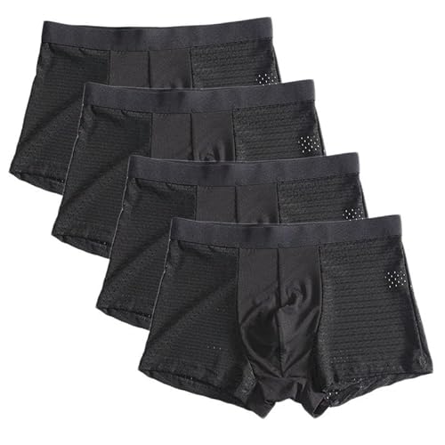 Herrenunterwäsche 8XL Plus Size Herren -Boxer -Slips Solid Shorts Enge Boxer Slips 4 Pack-Schwarz-XXL von SMMZRF