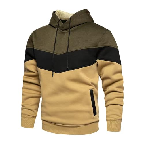 Kapuzenpullover Herren Hoodies Pullover Sweatshirts Colorblock Draw String Sport Outdoor Casual Sportswear-A07-L von SMMZRF