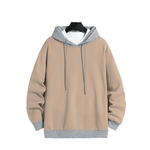 Kapuzenpullover Herren Langarm Solide Kapuze -Sweatshirt Casual Lightweight Fleece Hoodie-Khaki-M von SMMZRF