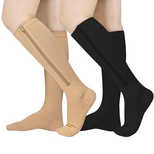 SMMZRF 2 Paar Medizinische Kompressionssocken Mit Reißverschluss, Zehensocken Für Herren Und Damen-A-2-Paare-L/Xl von SMMZRF