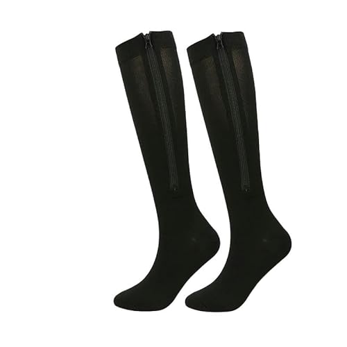 SMMZRF 2 Paar Medizinische Kompressionssocken Mit Reißverschluss, Zehensocken Für Herren Und Damen-Black-2-Paare-Xxl von SMMZRF