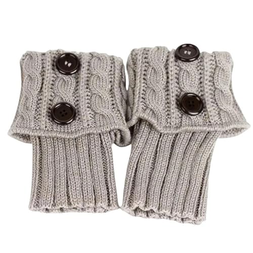 SMMZRF Beinwärmer Gedrehte Wollsocken, Einfarbig, Gehäkelte Beinbezüge Für Damen, Stiefelüberzüge, Warme Socken-Grau-1Pcs von SMMZRF