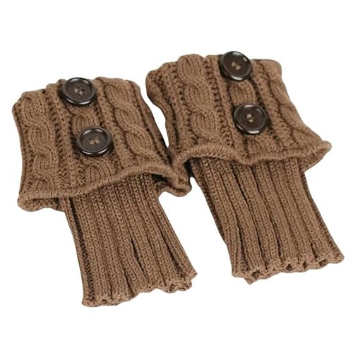 SMMZRF Beinwärmer Gedrehte Wollsocken, Einfarbig, Gehäkelte Beinbezüge Für Damen, Stiefelüberzüge, Warme Socken-Khaki-1Pcs von SMMZRF