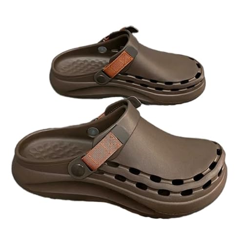 SMMZRF Hausschuhe Herren Clog Sandalen Gartenpantoffeln Outdoor Strandpantoffeln rutschfeste Sohlen-Braun-44-45 (Eu41.5) von SMMZRF