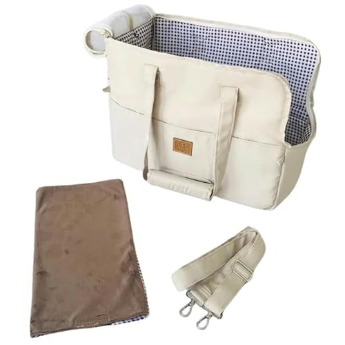 SMMZRF Haustiertasche Tragbare Haustier-Umhängetasche, Autositz, rutschfeste Hundetasche, Katzentasche, Handtasche-Beige von SMMZRF