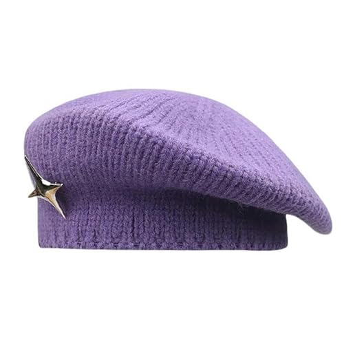 SMMZRF Hut Y2K Winter Frauen Großer Kopf Metall Wolle Wolle Stricker Maler Hut Gestrickt Wolkenhut-Lila-55-60 cm SMMZRF Hut Y2K Winter Frauen Großer Kopf Metall Wolle Wolle Stricker Maler Hut Gestrickt Wolkenhut-Lila-55-60 cm von SMMZRF