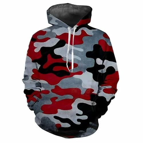 SMMZRF Kapuzenpullover Herren 3D -Gedruckter Camouflage Hoodie Dschungelmuster Streetwear Langarm Sweatshirt-H8-4Xl von SMMZRF