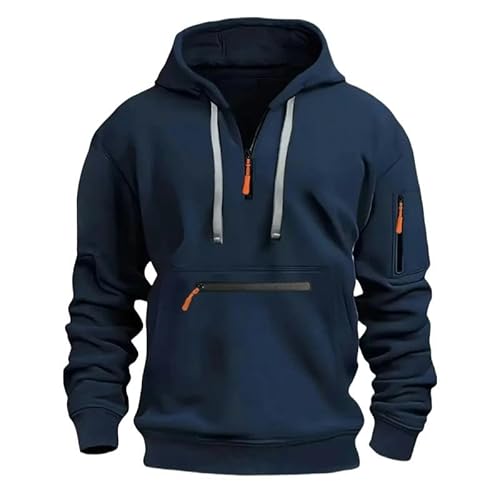 SMMZRF Kapuzenpullover Herren Sport Hoodie Langarm Verdickte Taktische Armärmel Pullover Sweatshirt Outdoor-Blau-XXXL von SMMZRF